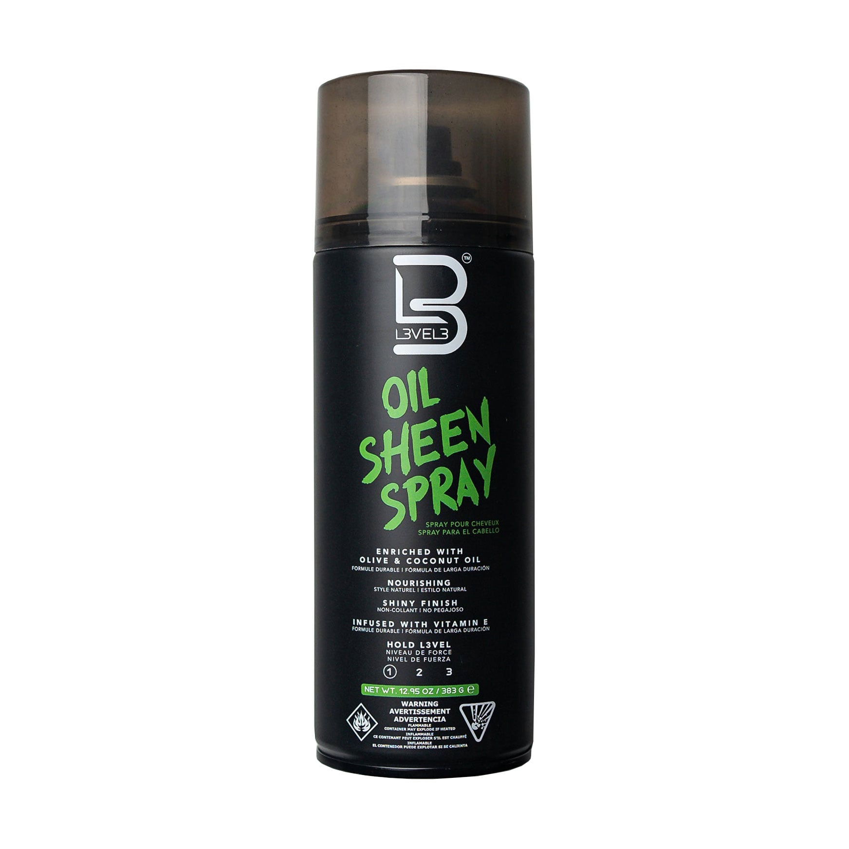 Уцінка! Спрей для волосся Level3 Oil Sheen Spray з оливковою та кокосовою олією, легкої фіксації, 383 г